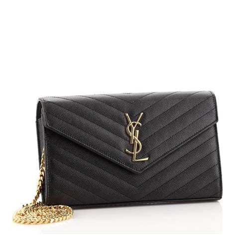 Saint Laurent Monogram Matelasse Leather Wallet On Chain